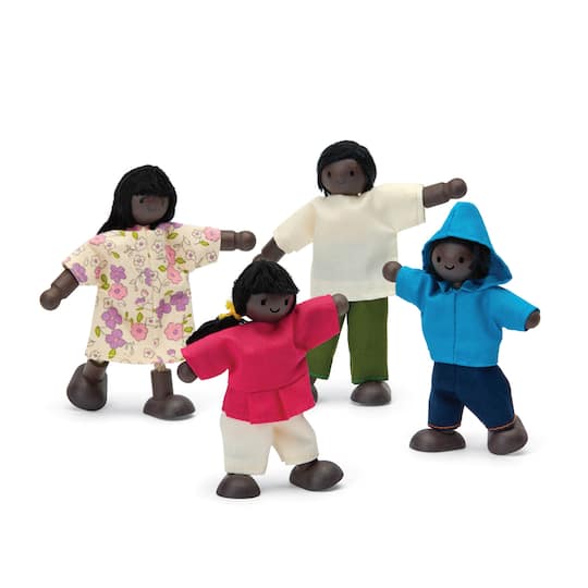 PlanToys Dark Skin Tone Wood Doll Family Set